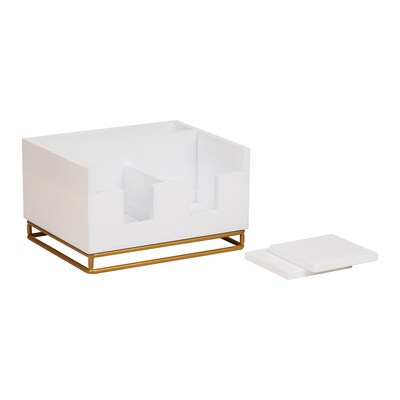 Mind Reader Desktop Organizer with 2 Coasters, 3 Compartments, White (COASDORG-WHT)