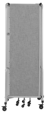 National Public Seating Robo Series 5-Panel Folding Mobile Room Divider, 72"H x 72"W, Grey Fabric (RDG6-5PT02)