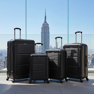 InUSA Pilot 4-Piece Hardside Spinner Luggage Set, TSA Checkpoint Friendly, Coal (IUPILSMLXL-COA)