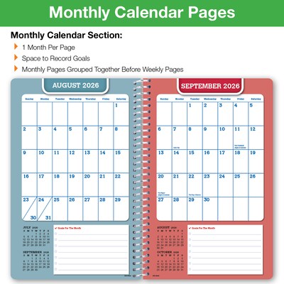 2026-2027 Excello Brands 5.5" x 8" Academic Weekly & Monthly Planner, Paperboard Cover, White Brick (NAY27-SM5585)