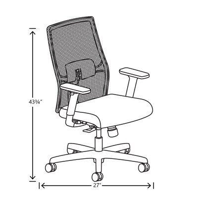 HON Ignition 2.0 Mesh/Fabric Swivel Task Chair, Charcoal/Breeze (HIWMM.Y1.A.TS.IB.HAML17.TL.SB.TI)