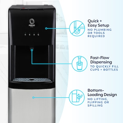 Primo Water Bottom Loading Pro Plus Hot and Cold Water Dispenser, Black/Silver (601090-C)