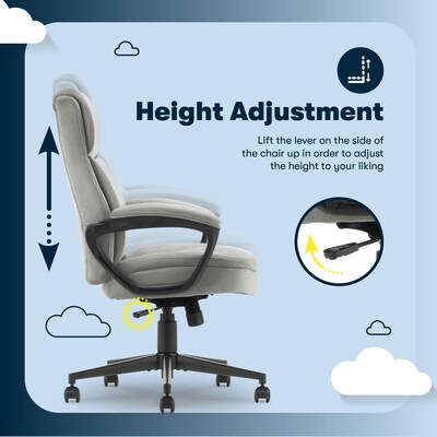 Serta Comfort Ergo Ergonomic Velvet Fabric Swivel Executive Chair, Gray (CCHR10016C)