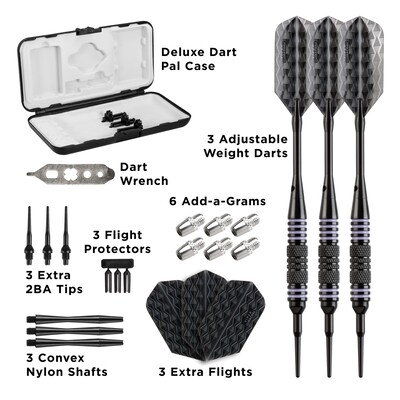 Viper Bobcat Adjustable Soft Tip Darts Purple Rings, 16-18 Grams (20-0918-16)