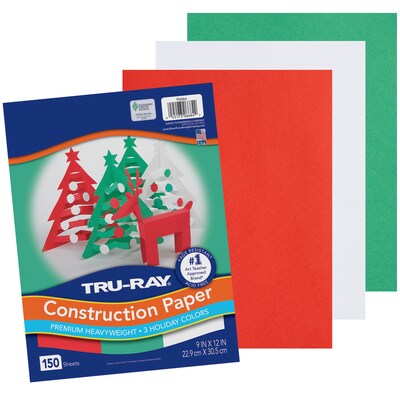 Tru-Ray Holiday 12 x 12 Construction Paper, Assorted Colors, 150 Sheets/Pack (PAC6684)