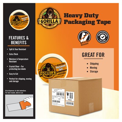 Gorilla Heavy Duty Packing Tape, 1.88" x 40 yds., Clear, 6/Carton (6042502)