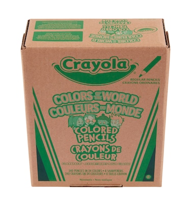 Crayola Colors of the World Kids Colored Pencils, Assorted Colors, 24 Pencils/Pack, 10 Packs/Box (6