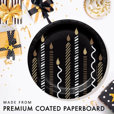 Creative Converting Golden Wishes Dessert Paper Plates, Black/Gold, 32/Pack (DTC365090PLT)