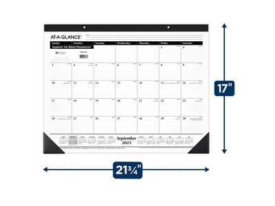 2023-2024 AT-A-GLANCE 21.75" x 17" Academic Monthly Desk Pad Calendar, White/Black (SK2416-00-24)