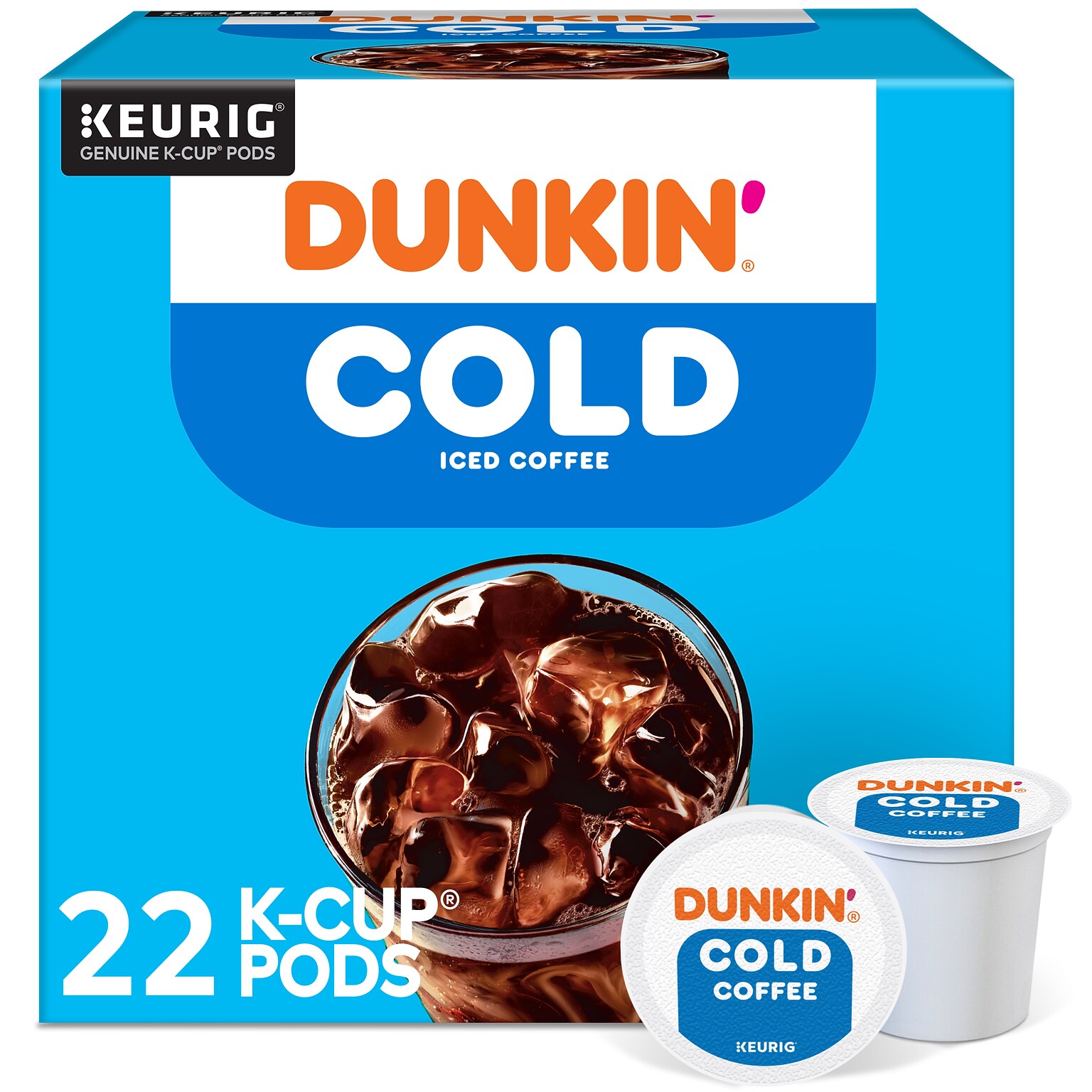 Dunkin Cold Iced Coffee Keurig® K-Cup® Pods, Medium Dark Roast, 22/Box (5000369251)