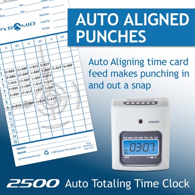 Pyramid Time Systems 2500 Auto Aligning Time Clock, Ivory (2500)