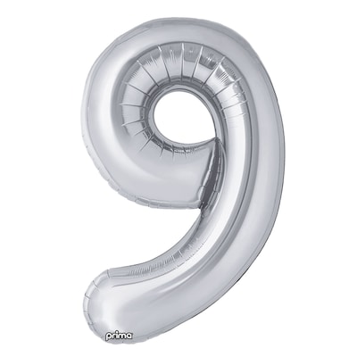 Party City (Air-Filled) 16 #9 Foil Balloon, Silver, 2/Pack (AM60050263-18)