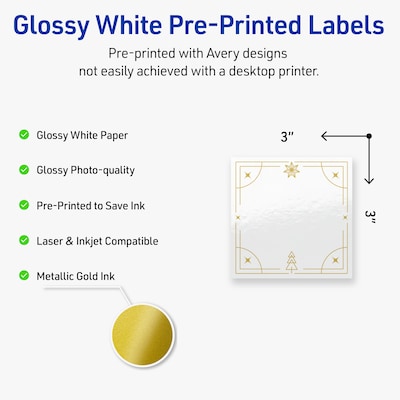 Avery Square Multipurpose Labels, 3 x 3, White, 60/Pack (19479370644)
