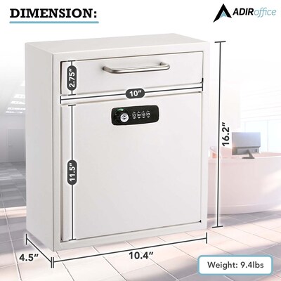 AdirOffice Steel Medium Wall Mounted Interoffice Mailbox Drop Box, White (631-05-WHI-KC)