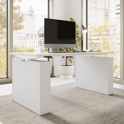 Bush Business Furniture Stratus 60W Electric Rectangular Adjustable Standing Desk, White (SUT001WH)