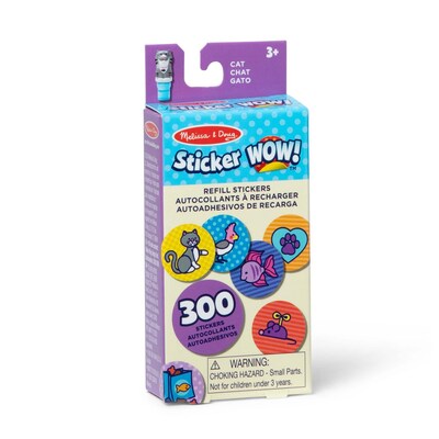 Melissa & Doug Sticker WOW! Refill Stickers Cat, Assorted Colors, 300 Stickers/Box, 8 Boxes/Pack (50696)