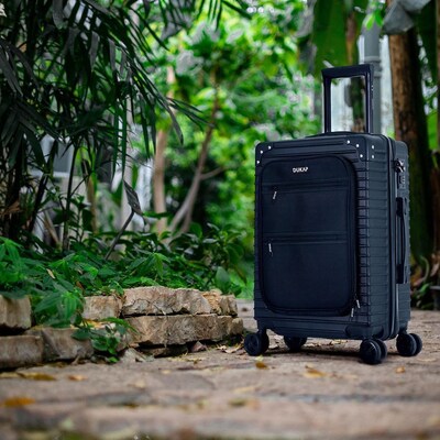 DUKAP Tour 20" Hardside Carry-On Suitcase, 4-Wheeled Spinner, TSA Checkpoint Friendly, Black (DKTOU00S-BLK)