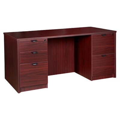 Lorell Prominence 2.0 Double-Pedestal Desk, 30D x 66W x 29H, Mahogany (LLRPD3066DPMY)