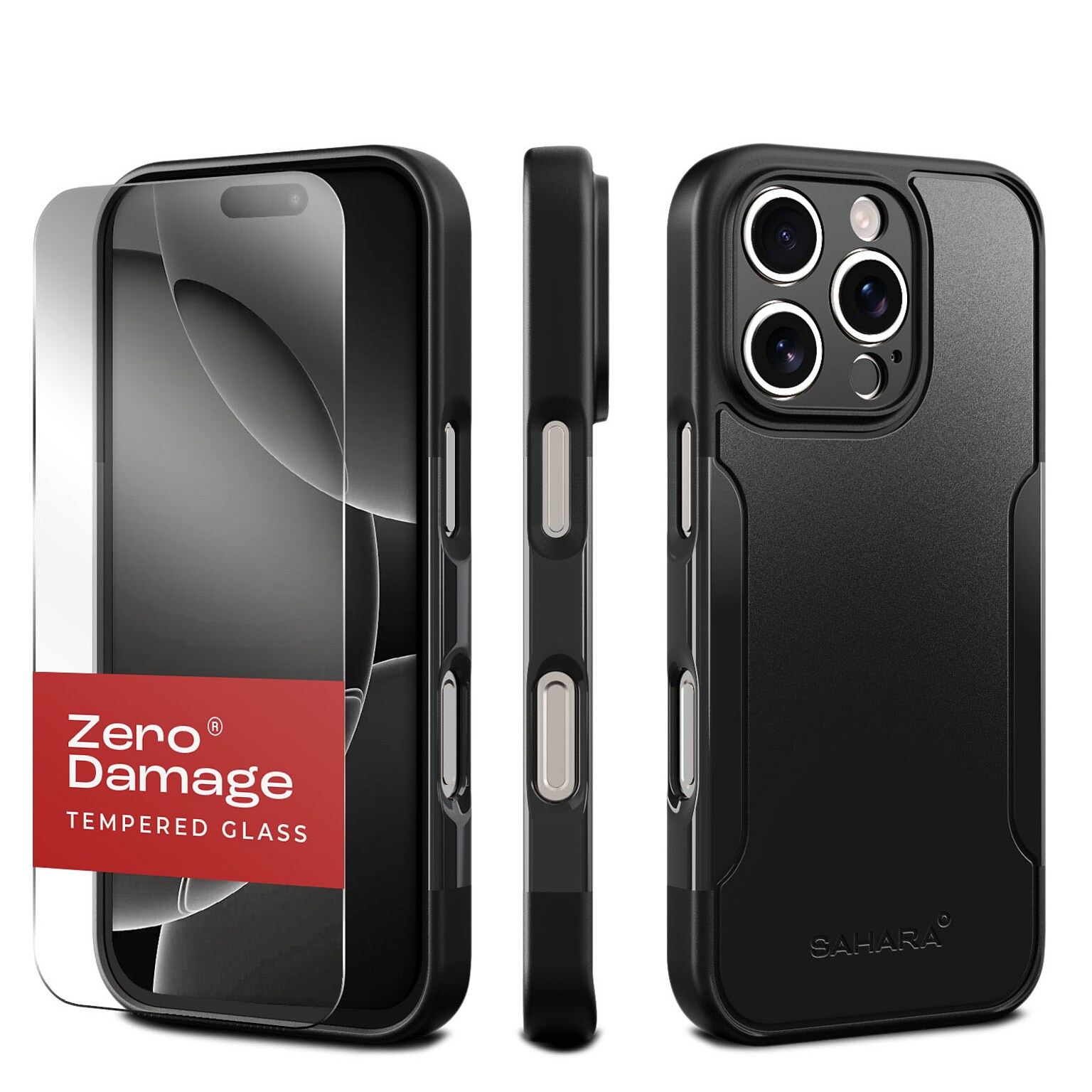 SaharaCase Classic MagSafe Phone Case for iPhone 16 Pro Max with Screen Protector, Shock Absorbing, Scorpion Black (CP00701)