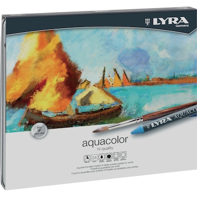 Lyra Aquacolor Water Soluble Crayon Pastels Set Tin, Assorted Colors, 24/Pack (LYXL5611240)