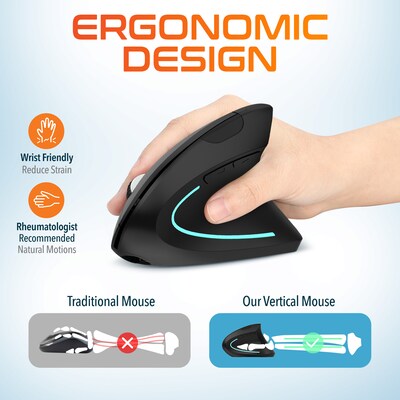 Delton Ergonomic 12 Wireless Ergonomic Vertical Optical Gaming Mouse, Black (DMERG12-WR )