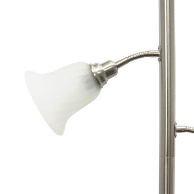 Lalia Home Torchiere Floor Lamp with 2 Reading Lights and Scalloped Glass Shades, Brushed Nickel (LHF-3002-BN)