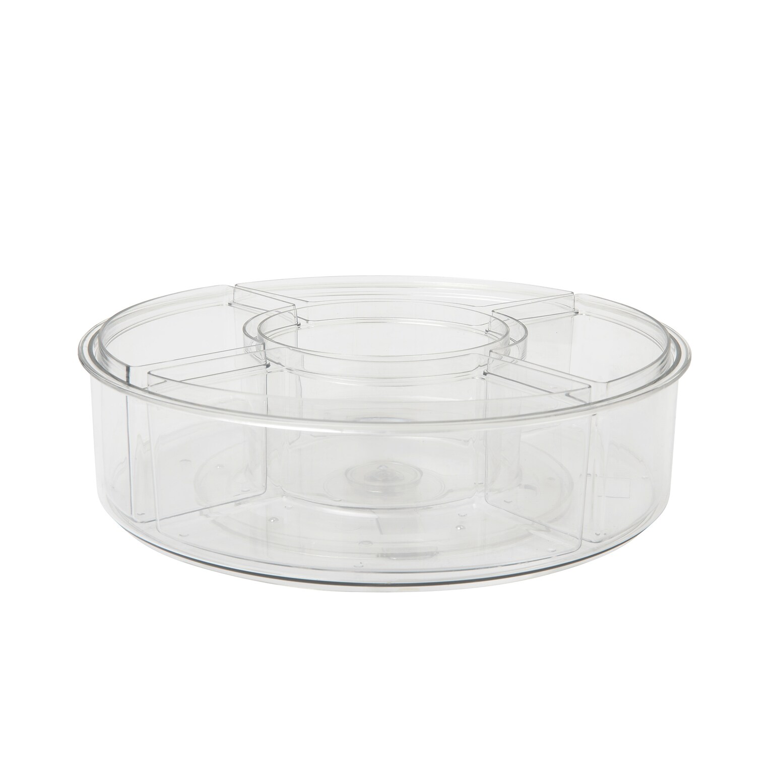 Martha Stewart Brody 5-Compartment Plastic Divided Lazy Susan Desk Storage Organizer, Clear (BEPB5503CLR)