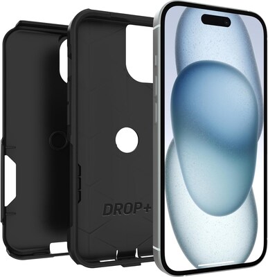 OtterBox Commuter MagSafe Rugged Case for iPhone 13/14/15, Shock Absorbing, Black (77-92606)