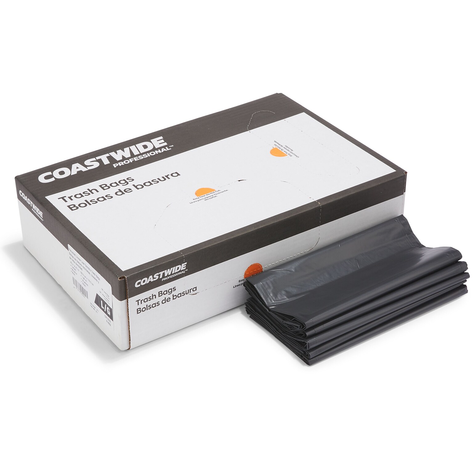 Coastwide Professional™ 50-56 Gallon Trash Bag, 43 x 47, Low Density, 1.8 mil, Black, 100 Bags/Box (CW18209)