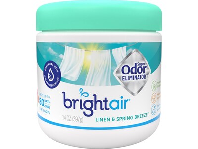 Bright Air Super Odor Eliminator Air Freshener Gel, Linen & Spring Breeze Scent (901046)
