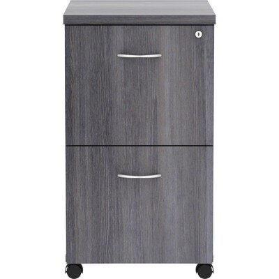 Lorell Essentials 2-Drawer Mobile Vertical File Cabinet, Letter/Legal Size, Lockable, 28.3H x 16W x 22D, Weathered Charcoal