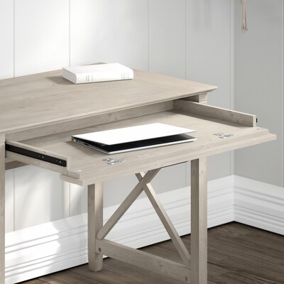Bush Furniture Key West 54"W Single Pedestal Desk, Washed Gray (KWD154WG-03)