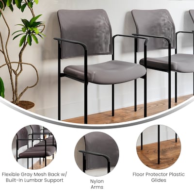 Flash Furniture Jana Mesh Reception Side Stacking Chair, Gray (GO5162GRY)