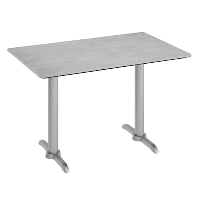 Flash Furniture Acadia Wooden Dining Table with T-Bases, 30D x 48W, Gray Faux Concrete/Silver Base (ST3048CGT0522S)