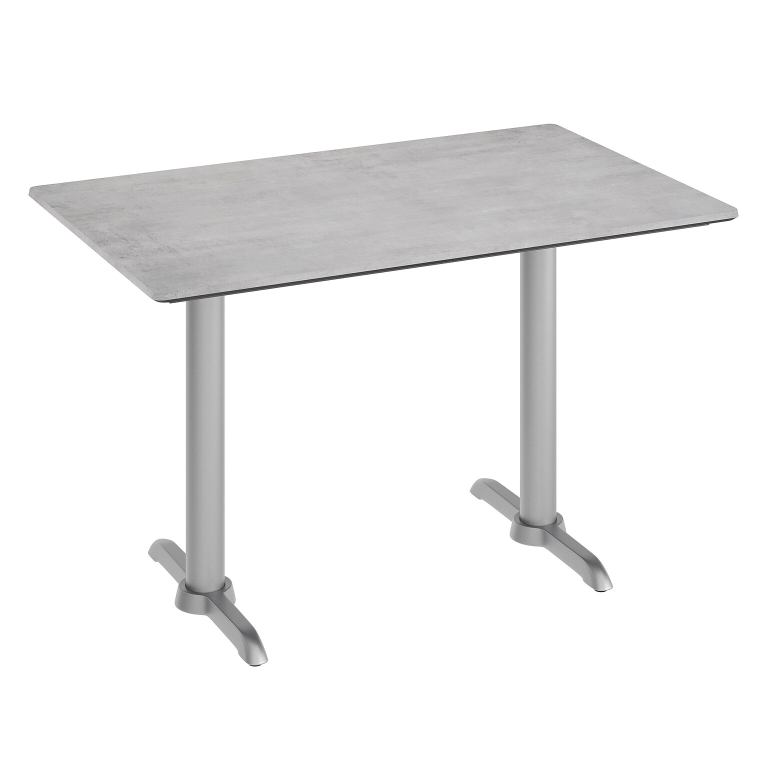 Flash Furniture Acadia Wooden Dining Table with T-Bases, 30D x 48W, Gray Faux Concrete/Silver Base (ST3048CGT0522S)