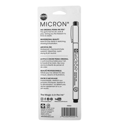 Sakura Pigma Micron Pen, Fineliner, Black Ink, 3/Bundle (SAK50022-3)