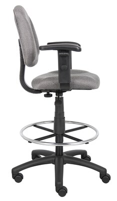 Boss® Drafting Stool w/ Adjustable Arms and Footring; Gray