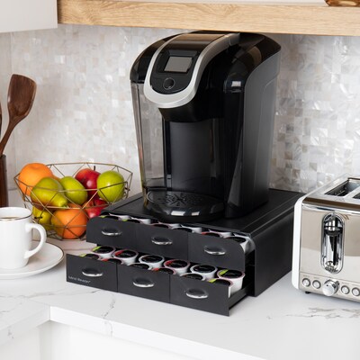 Mind Reader Plastic 2-Tier 6-Drawer Coffee Pod Storage Drawer, 72 Pod Capacity, Black (TRY6PC-BLK)