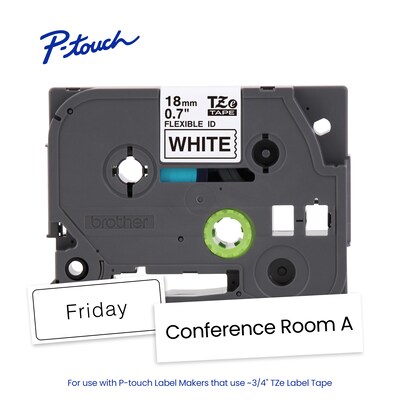 Brother P-touch Flexible ID Laminated Label Tape, ~3/4" x 26.2', Black on White (TZeFX241)