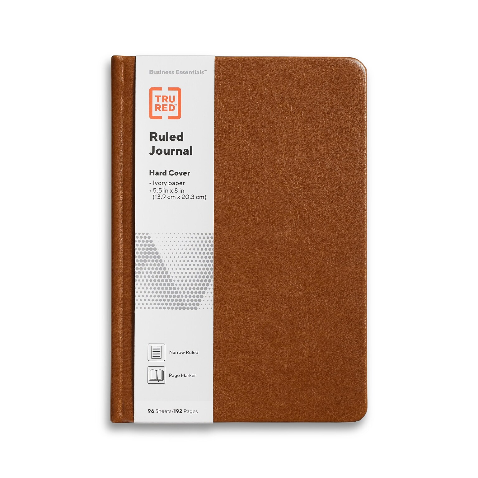 TRU RED™ 5.5” x 8” Medium Hard Cover Narrow Ruled Journal, Cognac (TR61950)