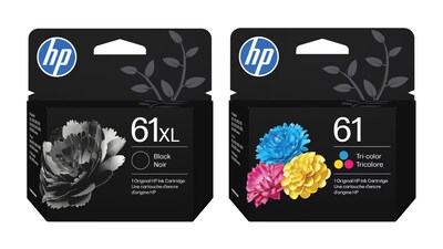 HP Original 61XL Black High-Yield Ink / 61 Tri-Color Standard Ink Cartridges (2-Pack)