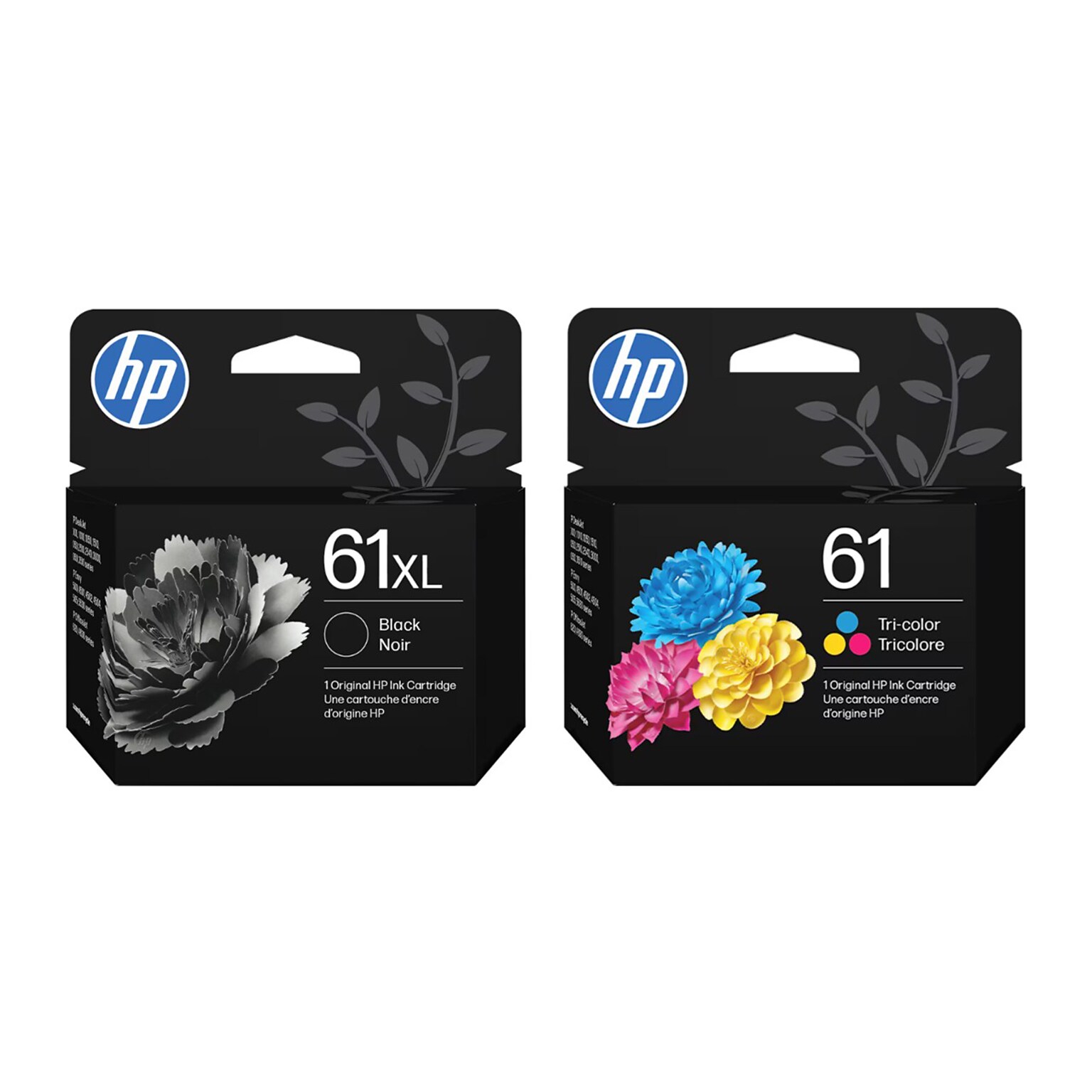 HP Original 61XL Black High-Yield Ink / 61 Tri-Color Standard Ink Cartridges (2-Pack)
