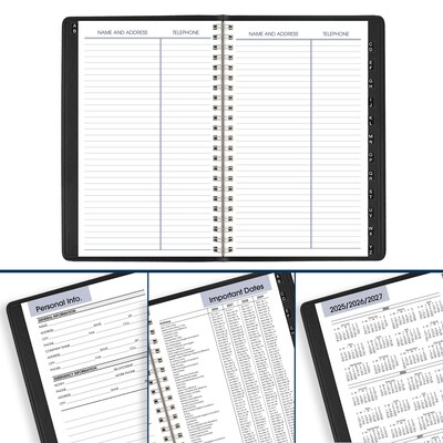 2026 AT-A-GLANCE DayMinder 5" x 8" Weekly Appointment Book, Faux Leather Cover, Black (G210-00-26)