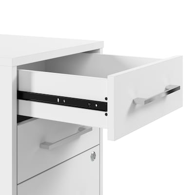 Bush Business Furniture Hustle 30"H Storage Cabinet with 3 Shelves, 3 Drawers, White (HUF140WHSU)