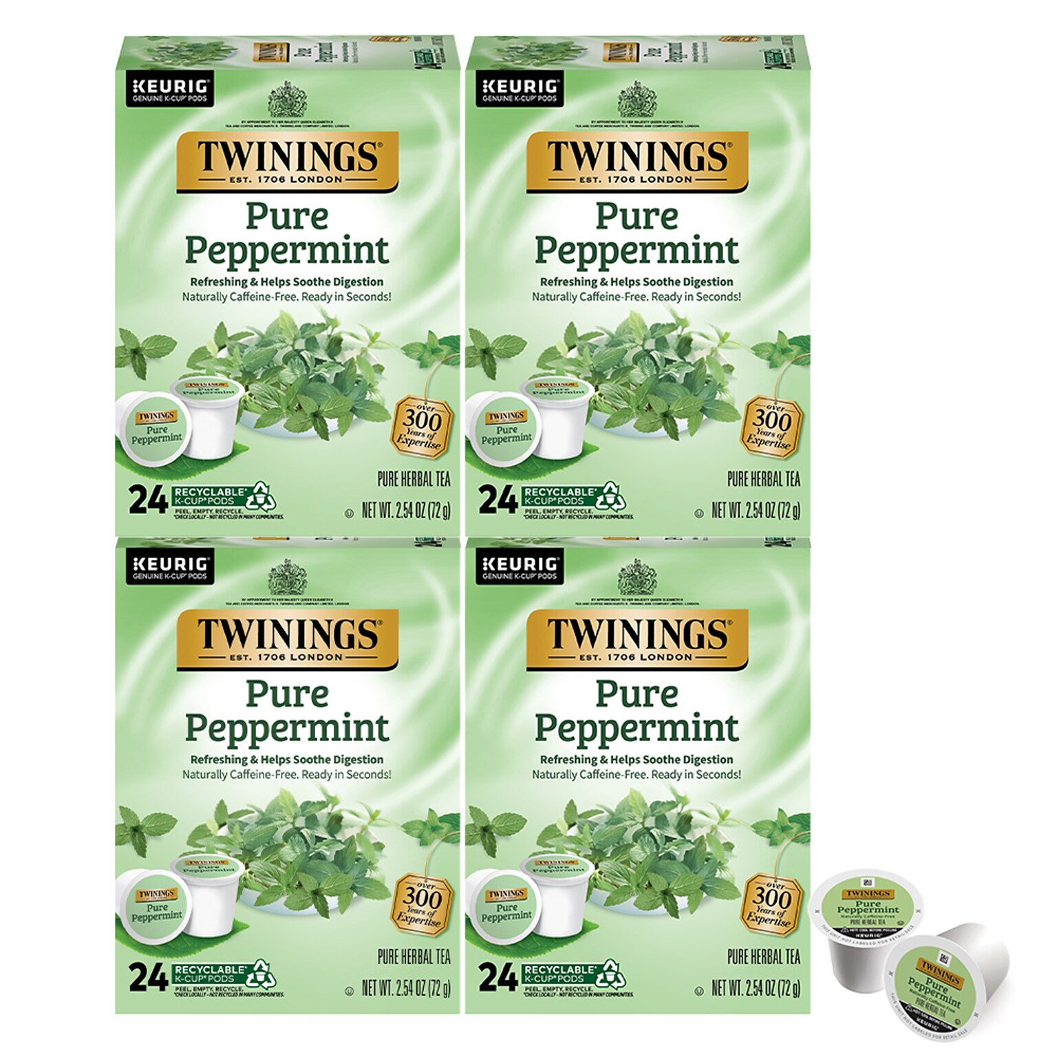 Twinings Pure Peppermint Herbal Tea, Keurig® K-Cup® Pods, 96/Carton (TNA85813CT)