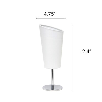 Creekwood Home Chrome Slanted 12.4" LED Table Lamp, White (CWT-1012-WH)