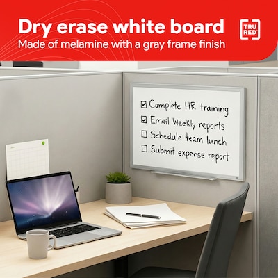TRU RED™ Melamine Dry Erase Board, Gray Frame, 2' x 1.5' (TR59356)