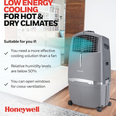 Honeywell 120-Volt Portable Evaporative Air Cooler With Remote Control, Gray (CL30XC)