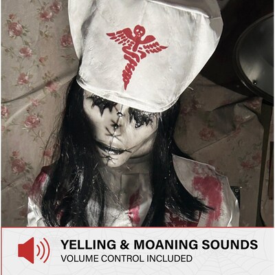 Haunted Hill Farm 5.2 ft. Convulsing Nurse Halloween Animatronic by Tekky with Motion-Activated Sounds (HHCONVULNRSE-1FLSA)