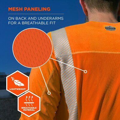 Chill-its 6688 High Visibility Long Sleeve T-Shirt, ANSI Class R2, Orange, Small (12230)